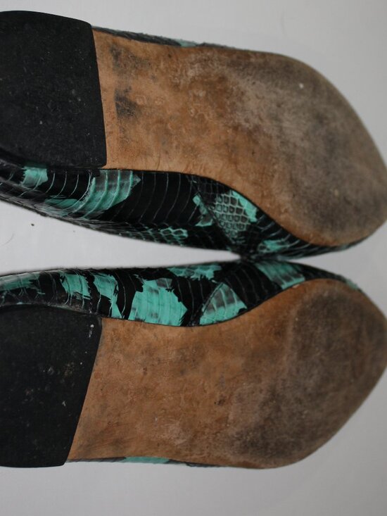 Loeffler Randall - Black & Teal Snakeskin Pointed Toe Flats -  Sz 8 - Picture 8 of 12